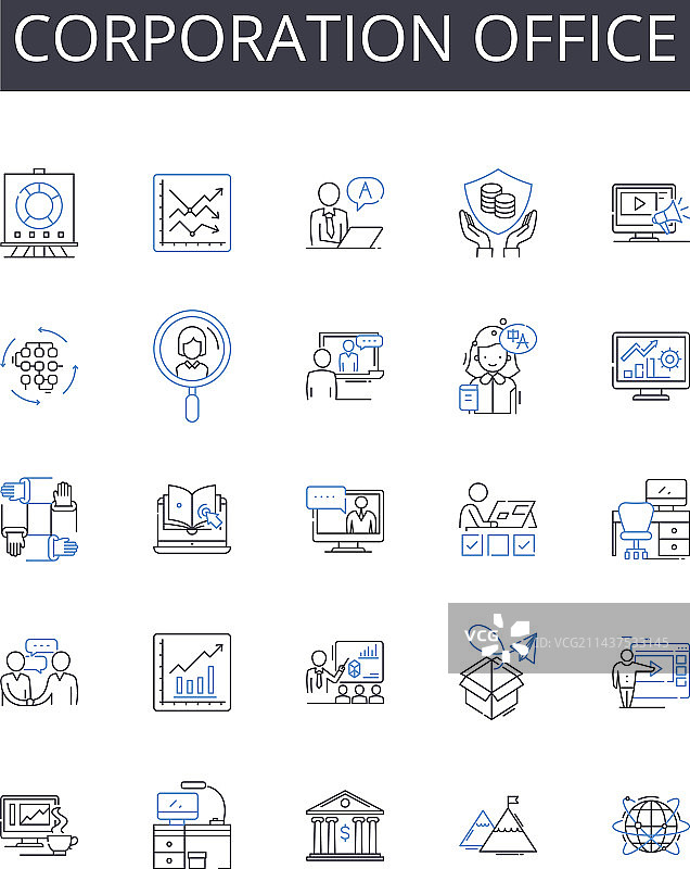 公司办公室线性图标合集图片素材