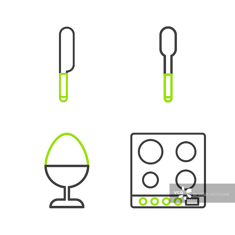 燃气灶带支架的鸡蛋和勺子图标图片素材