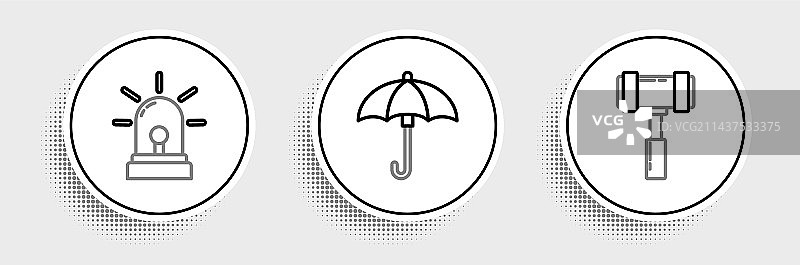 法官锤、闪光灯、警笛和雨伞的合集图片素材