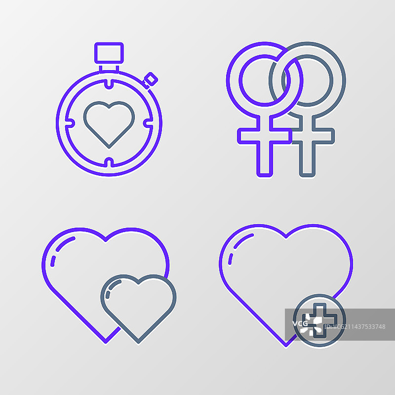 心形、女性性别符号线条组合图片素材