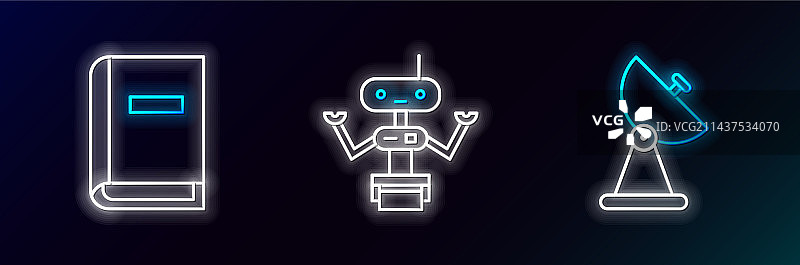 雷达用户手册与机器人图标线条图案图片素材