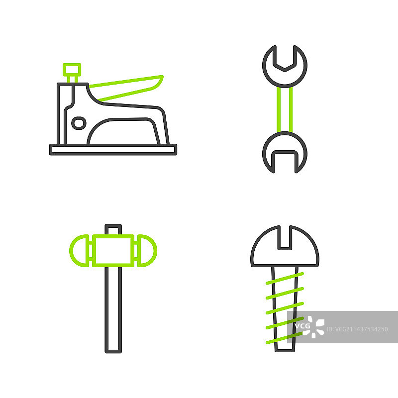 金属螺丝、大锤和扳手图片素材