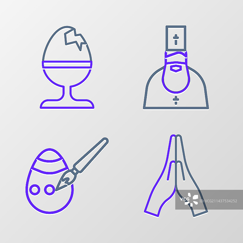 双手祈祷姿势线条图案复活节彩蛋图片素材