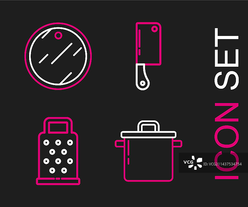 烹饪锅擦丝器绞肉机线条组合图片素材