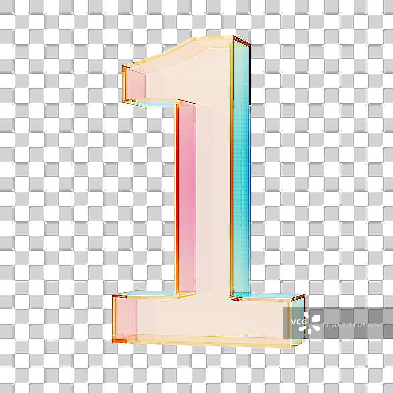 数字1三维插画图片素材