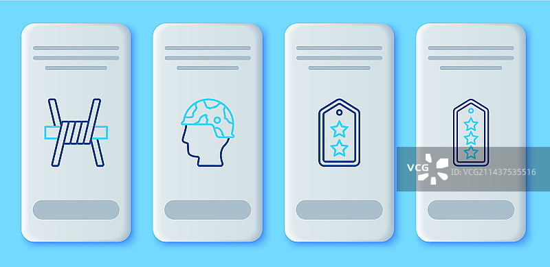 线条图案：士兵、军衔与铁丝网图片素材