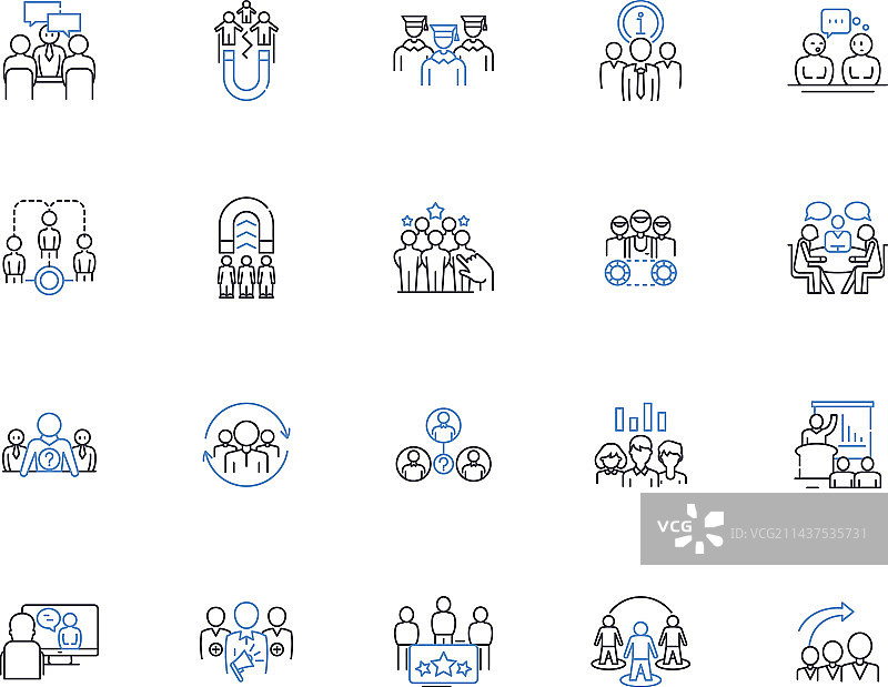 妥协讨论线性图标合集图片素材