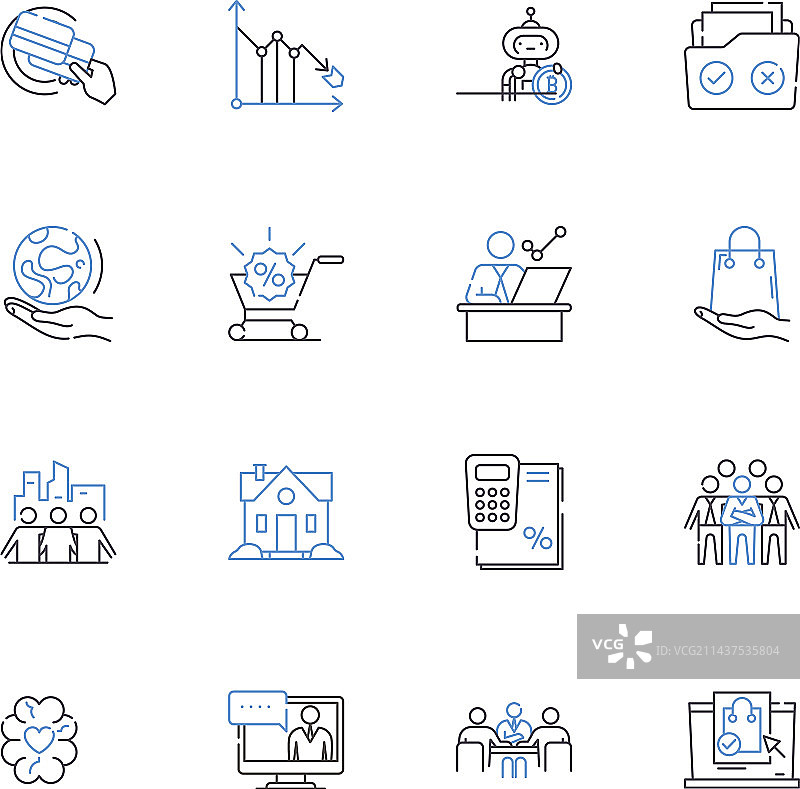 慈善捐赠线性图标合集图片素材