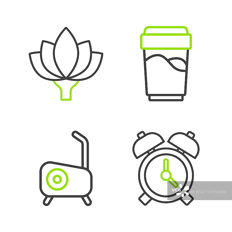 闹钟健身单车玻璃杯组合图片素材