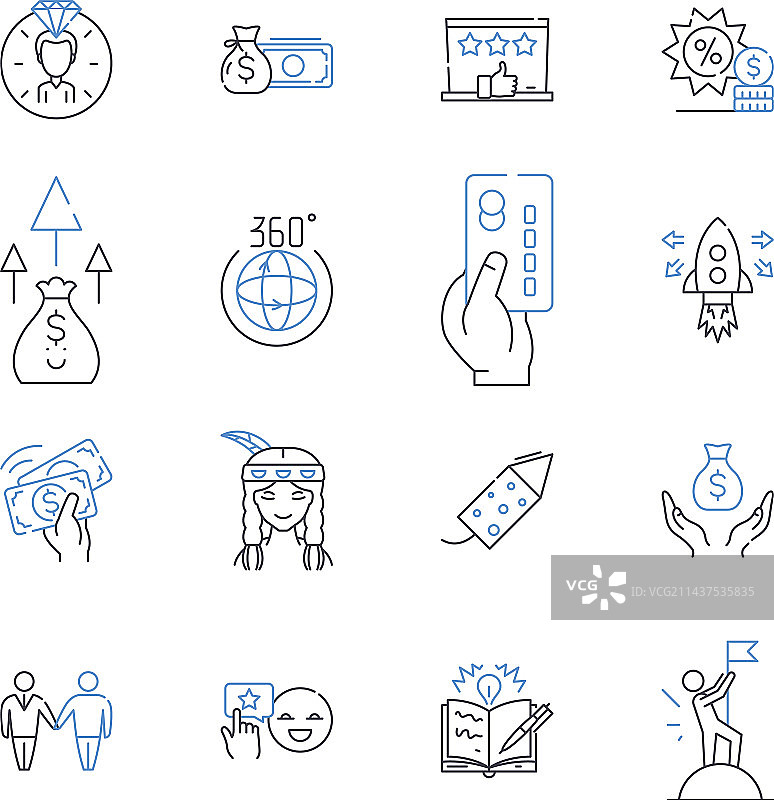 财务管理线性图标合集图片素材