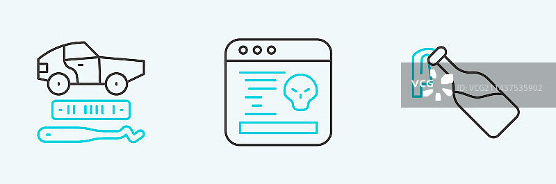 鸡尾酒、燃烧瓶、汽车盗窃系统组合图片素材