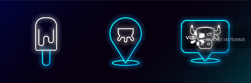 牛头、冰淇淋和母牛的乳房图标图片素材