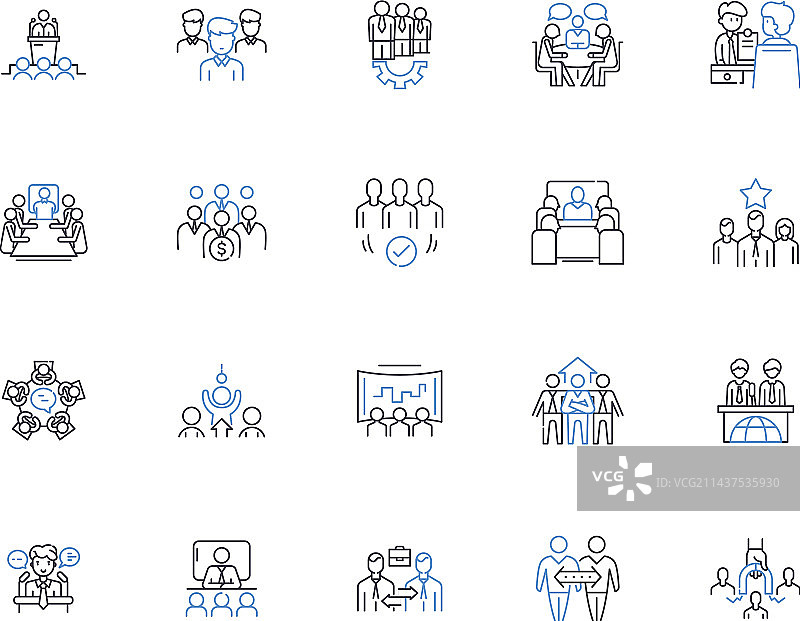 主教会议线性图标集图片素材