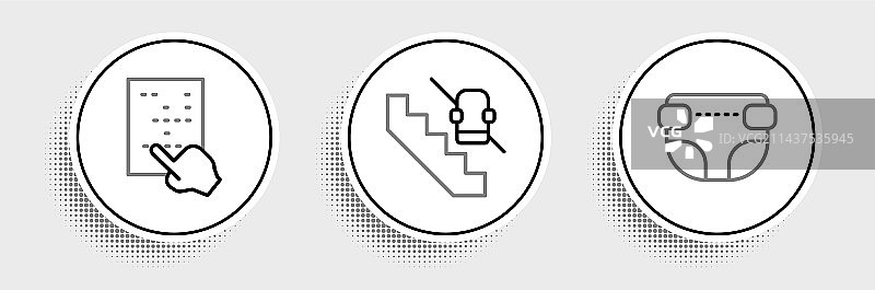 成人尿布、盲文和残疾人线条集合图片素材