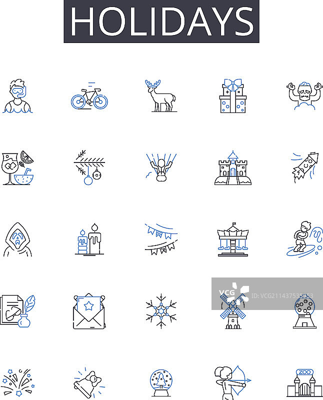 假期线性图标合集图片素材