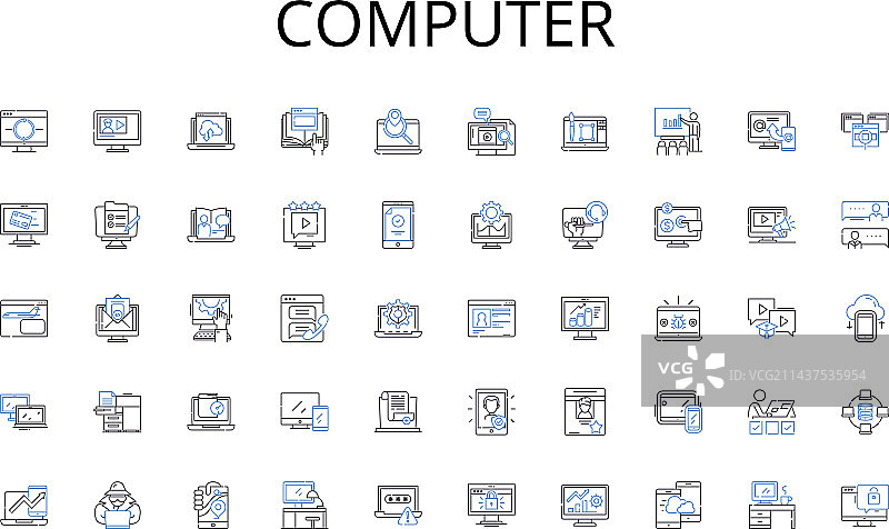 电脑线性图标集成图片素材