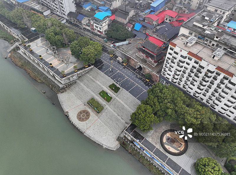 湖南省邵阳市大祥区宝庆石城墙宝庆府古城墙航拍图片素材