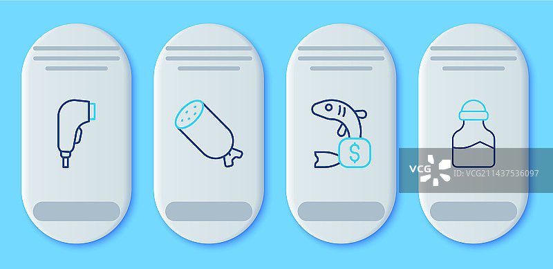 香肠鱼肉价目标签线条组合图片素材