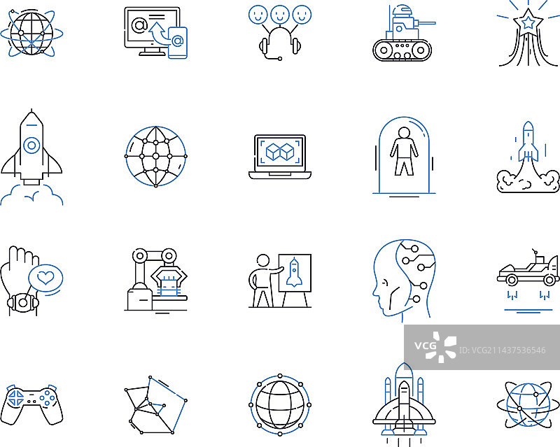 革命性技术线性图标合集图片素材