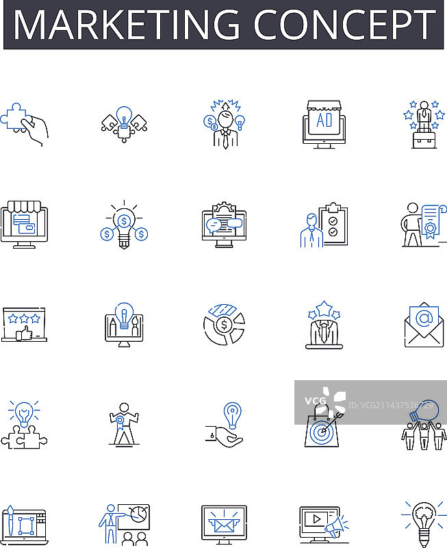 营销概念线性图标标题合集图片素材