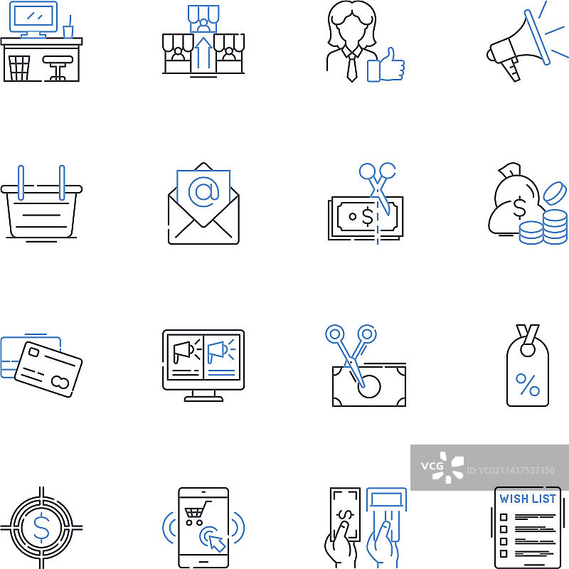 回收废品垃圾箱线性图标合集图片素材