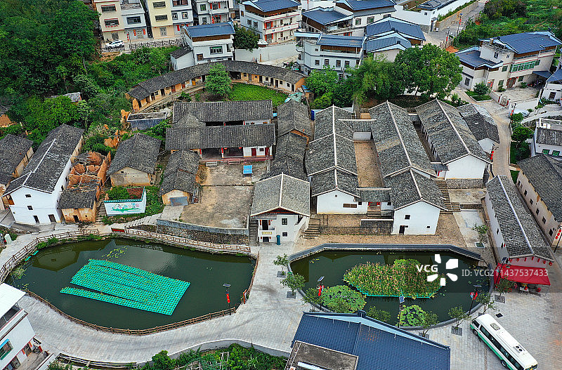 广东省梅州市梅江区西阳镇林风眠故居航拍图片素材