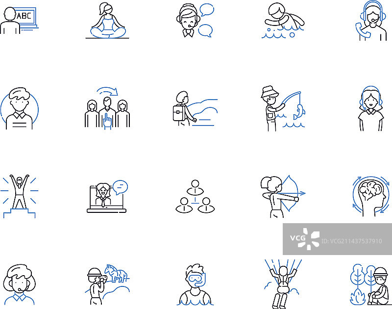 年轻人线性图标合集图片素材