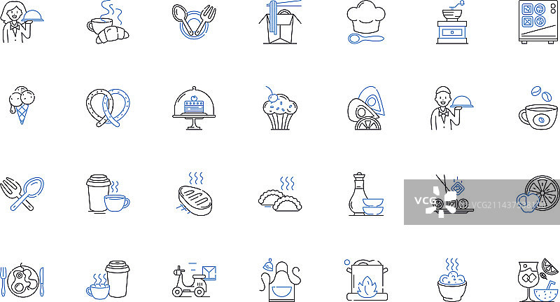 烹饪艺术线性图标美食合集图片素材