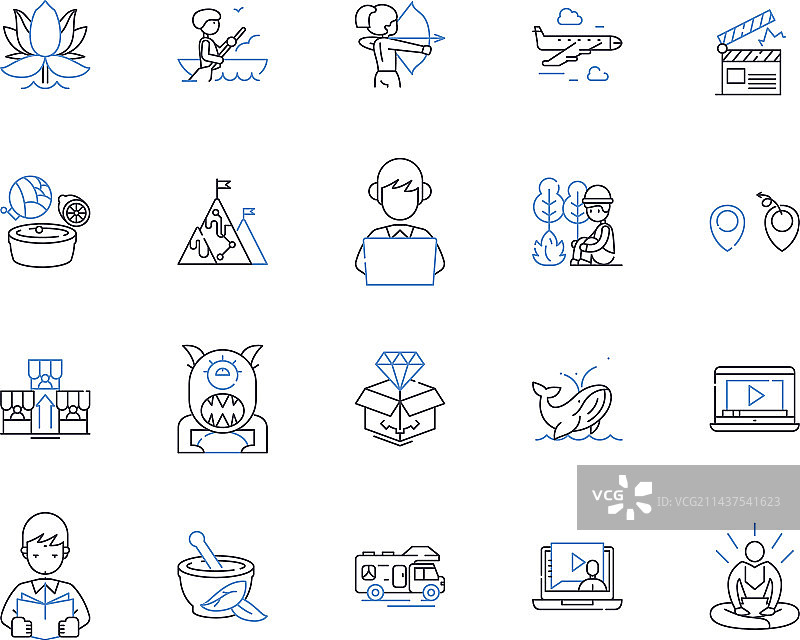 冥想静修线性图标合集图片素材