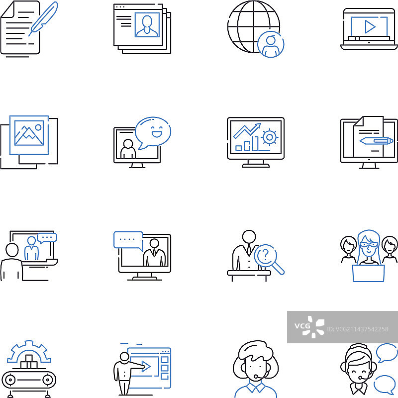 企业竞技场线性图标集合图片素材