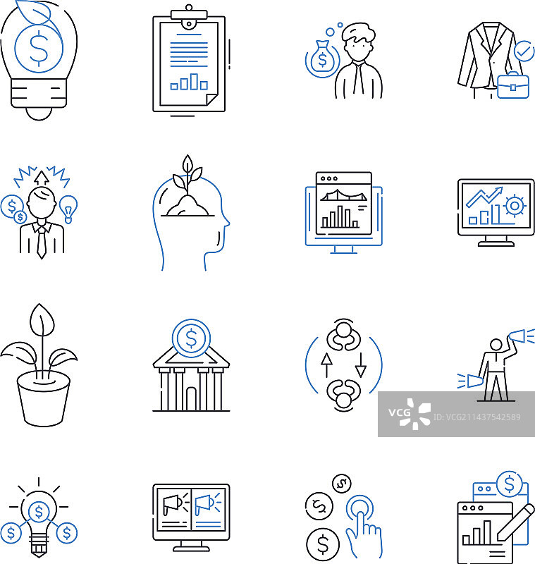 银行对账单线性图标合集图片素材