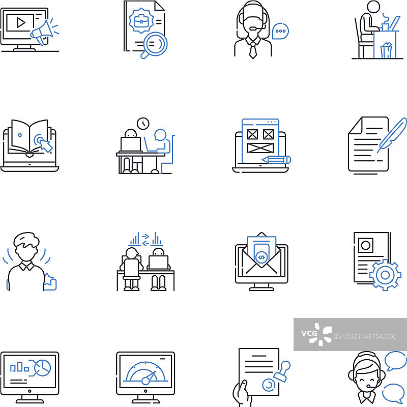 基于网络的远程办公图标合集图片素材