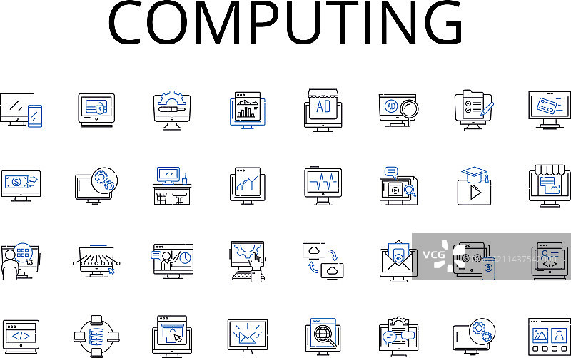 计算线条图标信息合集图片素材