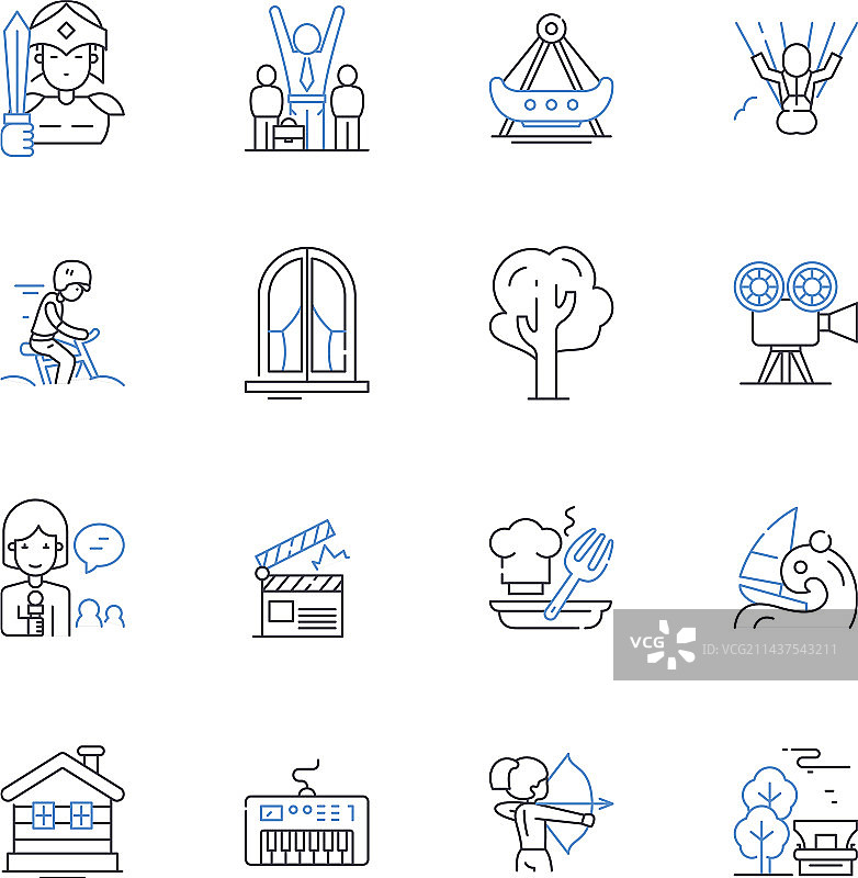 探险旅游线性图标合集图片素材