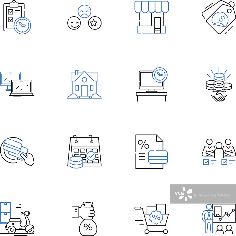 零售和加价线性图标系列利润图片素材