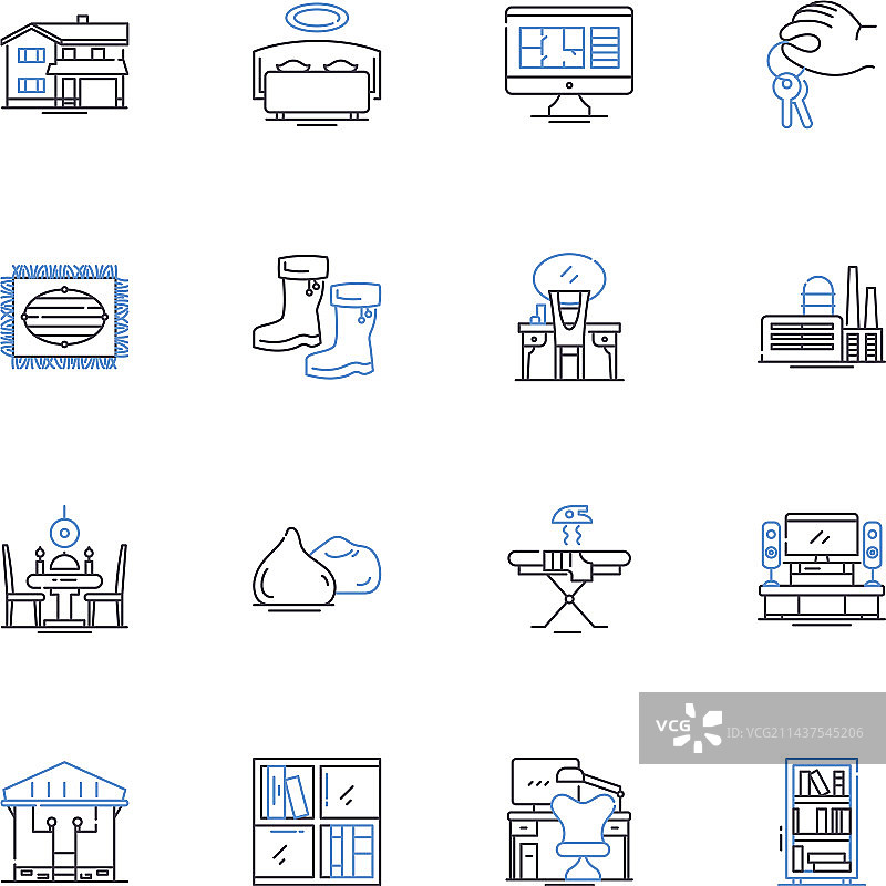 房屋建筑线条图标合集图片素材