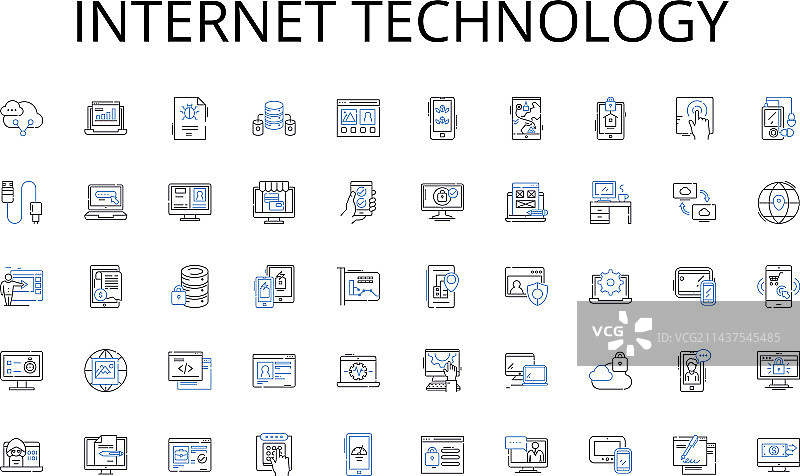 互联网技术线性图标集合图片素材