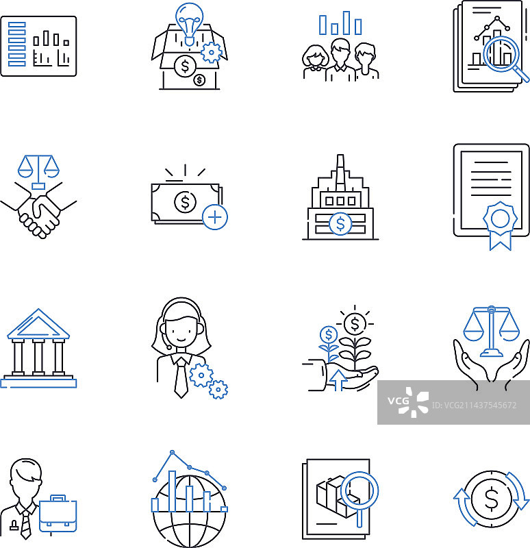 金融中心线性图标合集图片素材