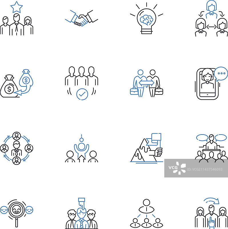 焦虑情绪线性图标合集图片素材