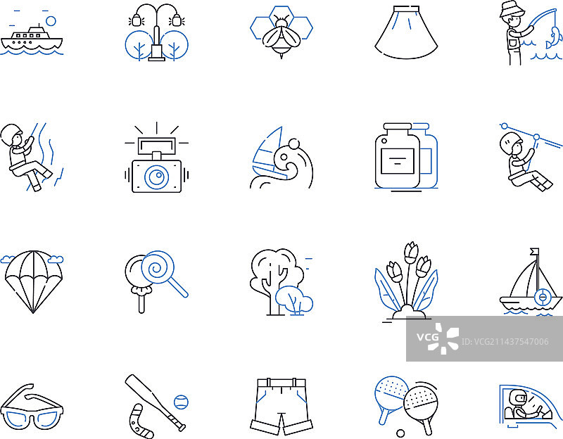 温暖月份和运动项目线性图标合集图片素材