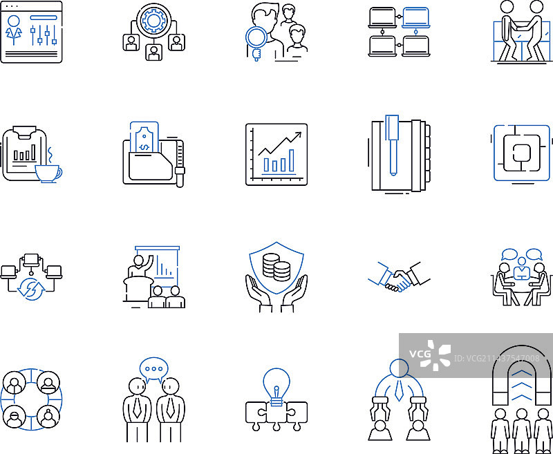 访问经济线条图标集合共享图片素材