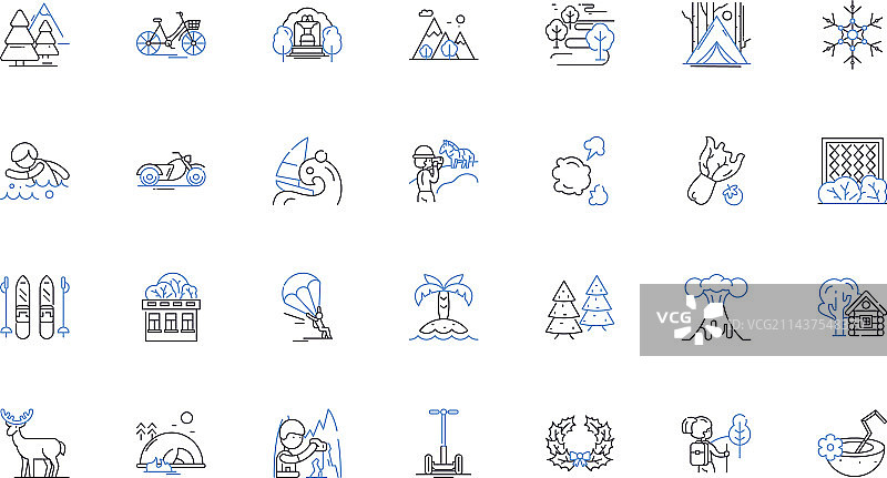 生态系统线性图标集合：生物多样性图片素材