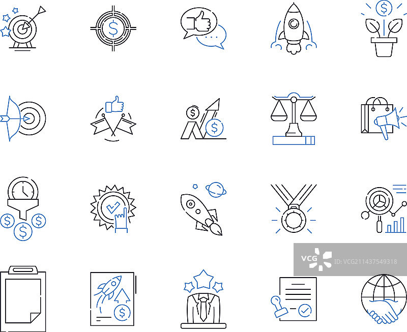 战略控制线图标集合计划图片素材