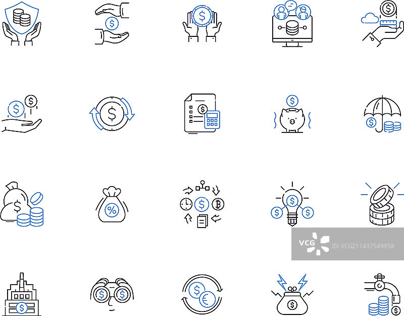 绿色钞票线条图标现金合集图片素材