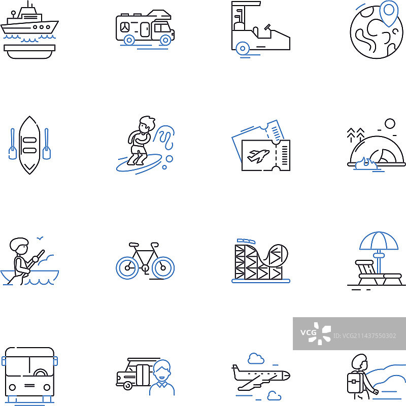 流动游客线性图标合集图片素材