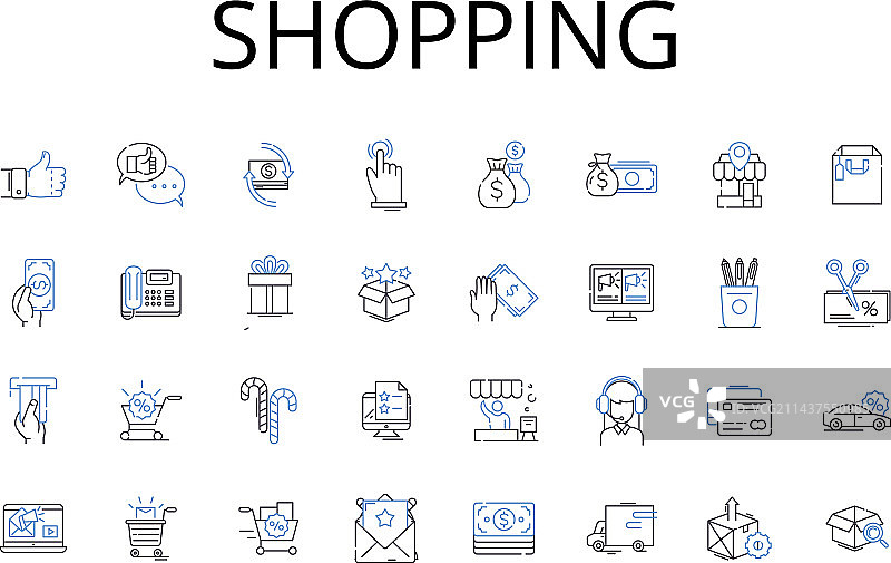 购物线性图标合集零售图片素材