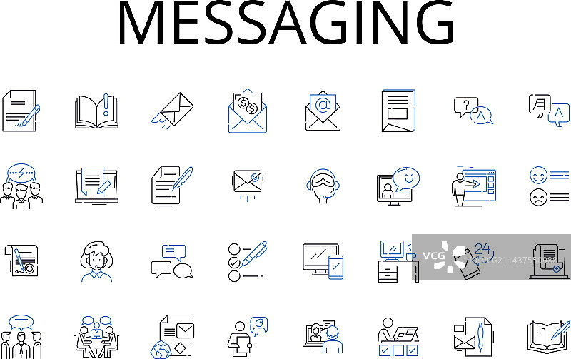 消息传递线性图标集合聊天图片素材