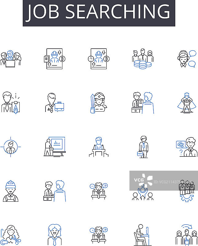 职业生涯线性图标集合图片素材