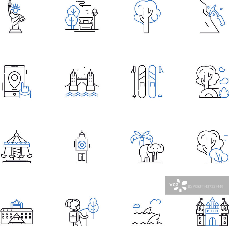 河流巡游线路图标合集图片素材