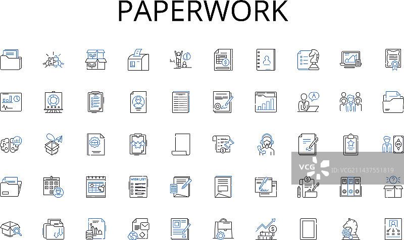 文书工作线性图标集合增长进度图片素材